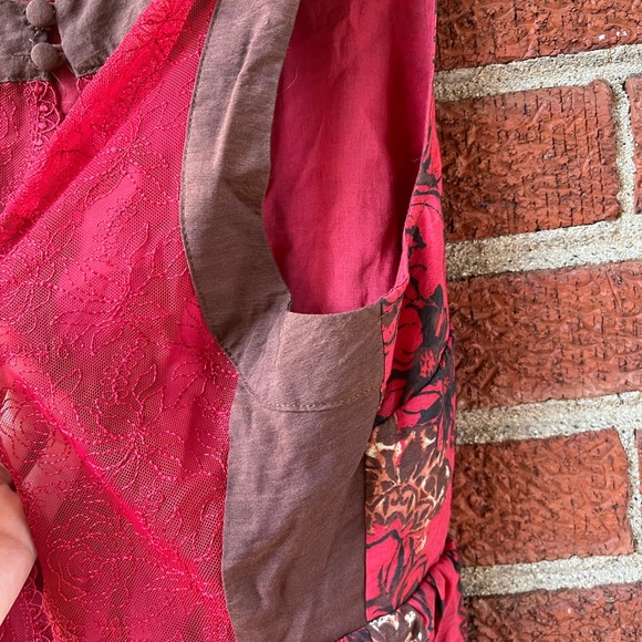 Free People High Low Red Floral Open Back Dress Size Small - Picture 6 of 11